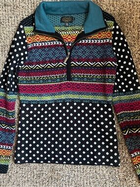 Icelandic Design Half-Zip Fair Isle Polka-Dot Pullover Sweater